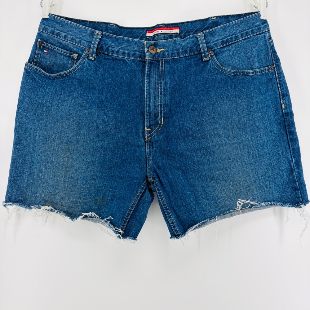 Tommy Hilfiger Shorts Mens 40 Blue Denim Jean Cut Off Raw Hem Jorts 6"